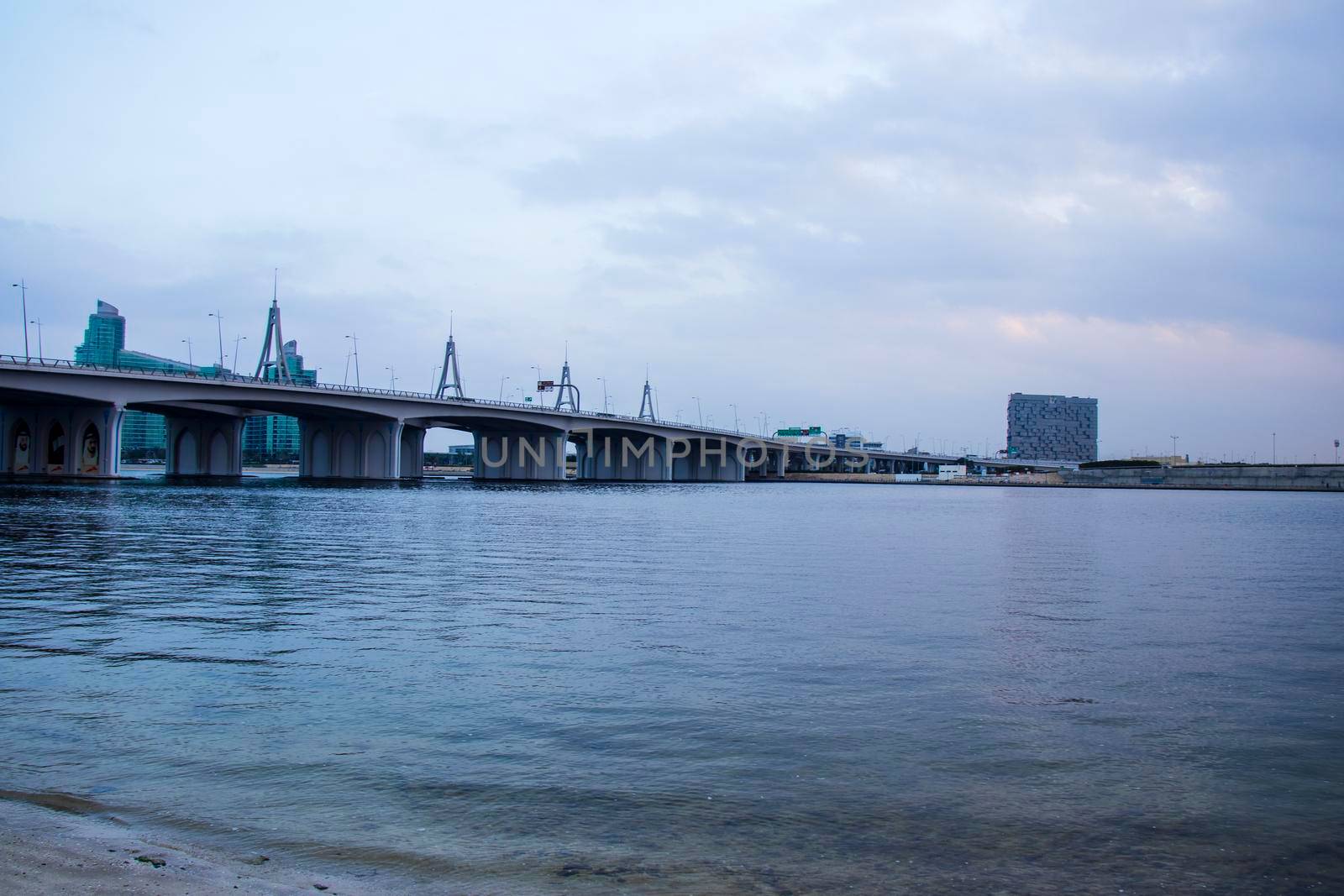 View of a bridge known as Business Bay bridge in Dubai, UAE