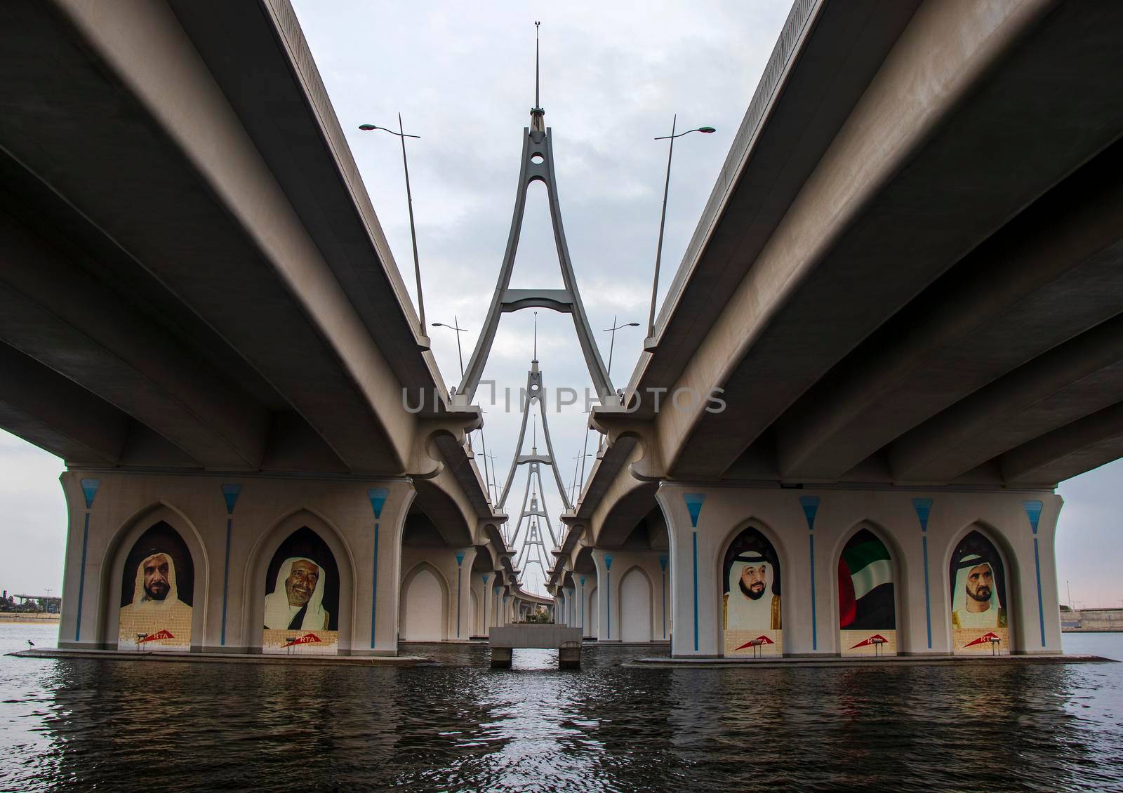 View of a bridge known as Business Bay bridge in Dubai, UAE