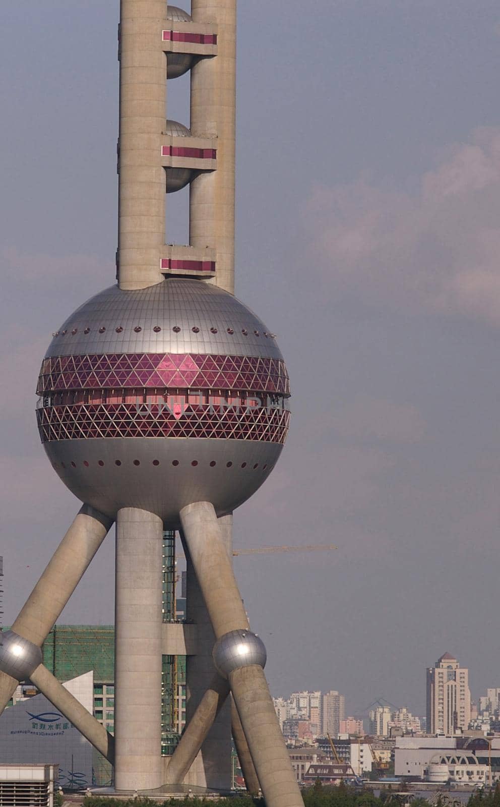 close up view of the oriental peral tower, in shanghai, china