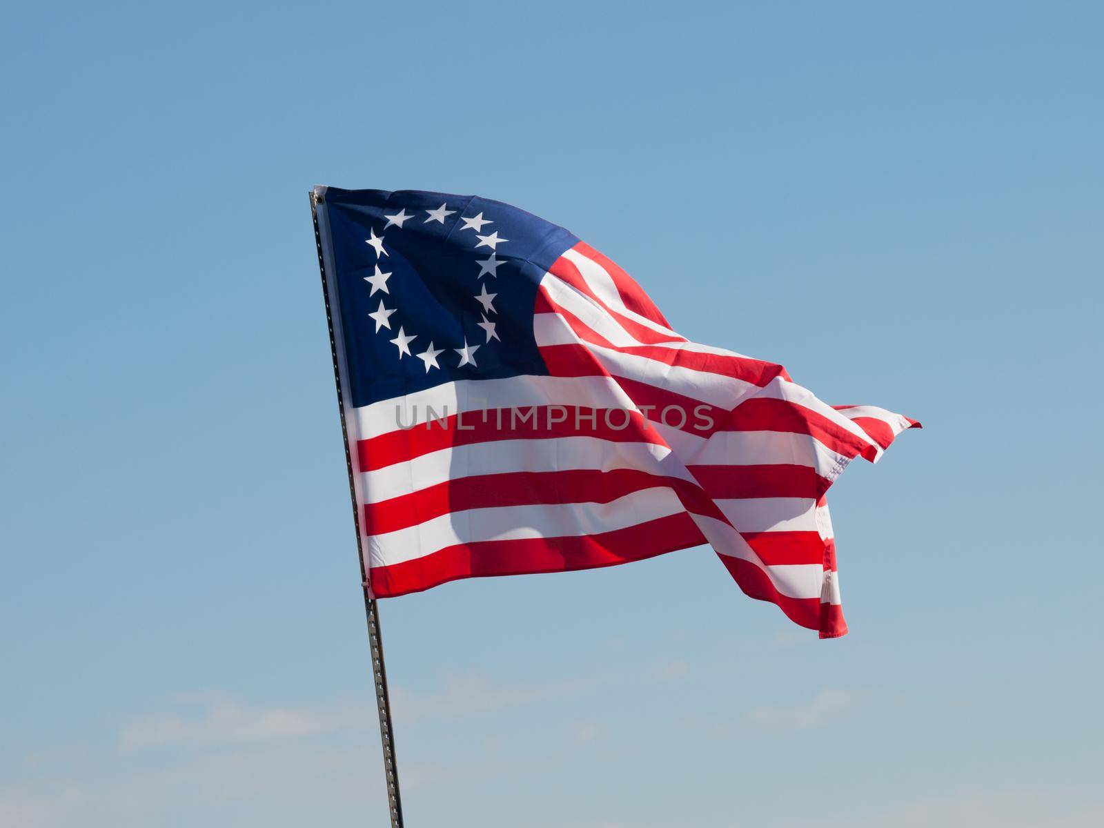 Original flag of the United States depicted by Betsy Ross.