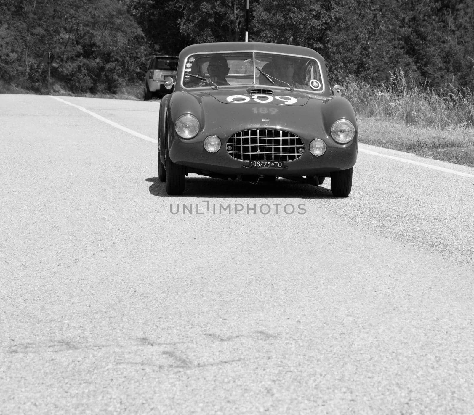 URBINO - ITALY - JUN 16 - 2022 : ERMINI 1100 BERLINETTA MOTTO 1950 on an old racing car in rally Mille Miglia 2022 the famous italian historical race (1927-1957