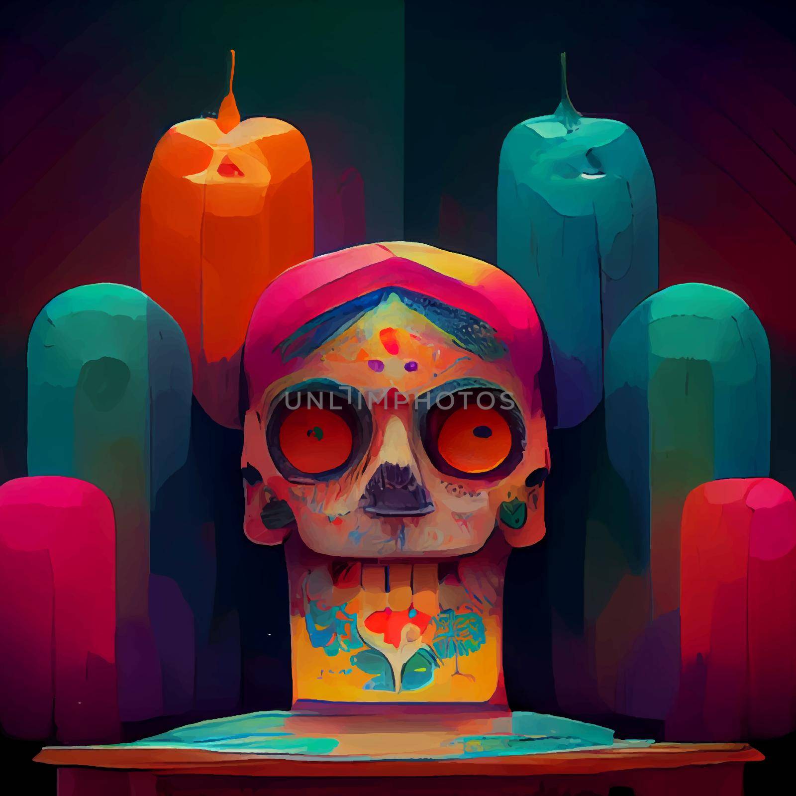 beautiful illustration of the Day of the Dead, Mexican tradition. colorful wallpaper of the day of the dead. catrin catrina.