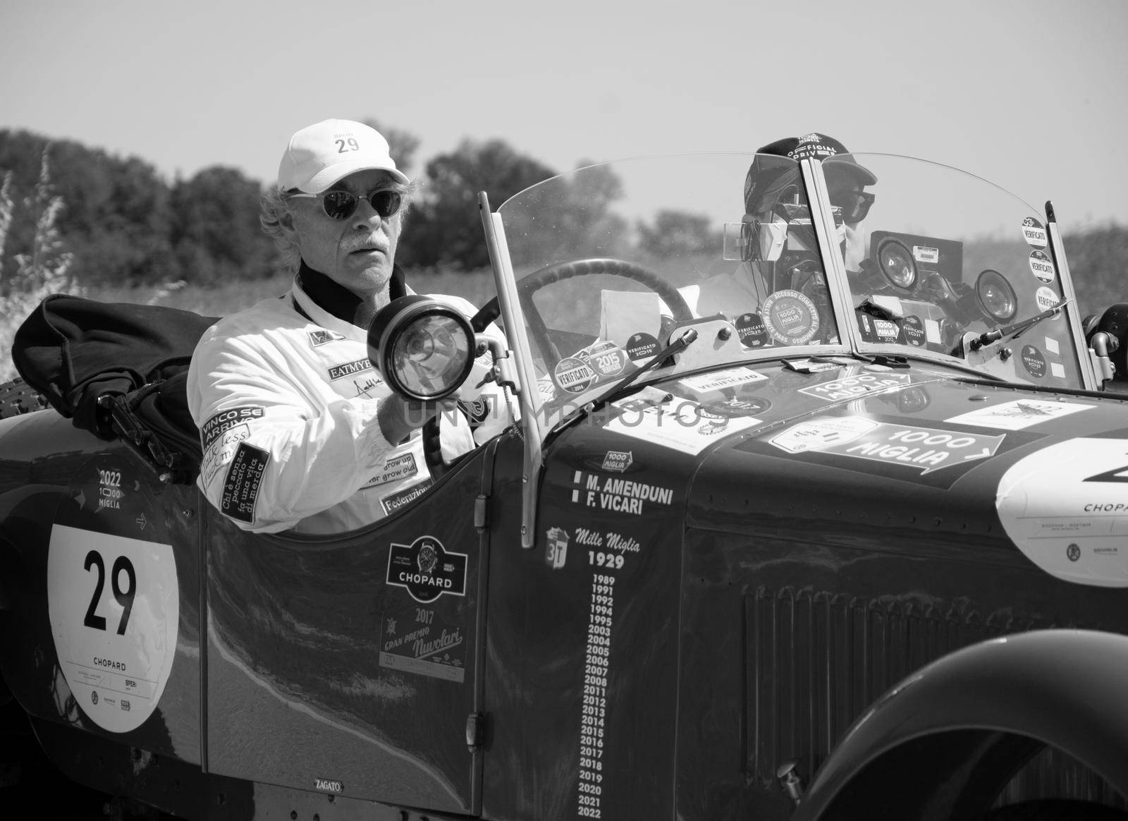 ALFA ROMEO 6C 1500 SS MM 1928 on an old racing car in rally Mille Miglia 2022 the famous italian historical race (1927-1957 by massimocampanari