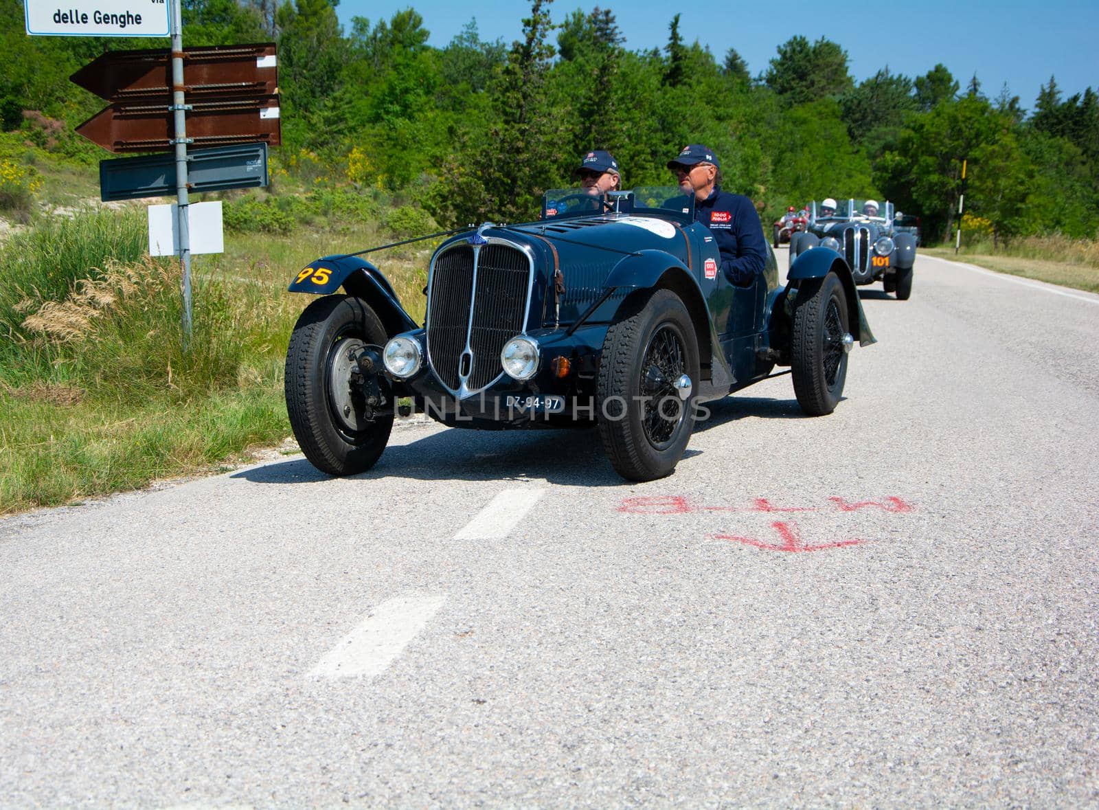 DELAHAYE 135 CS 1936 on an old racing car in rally Mille Miglia 2022 the famous italian historical race (1927-1957 by massimocampanari