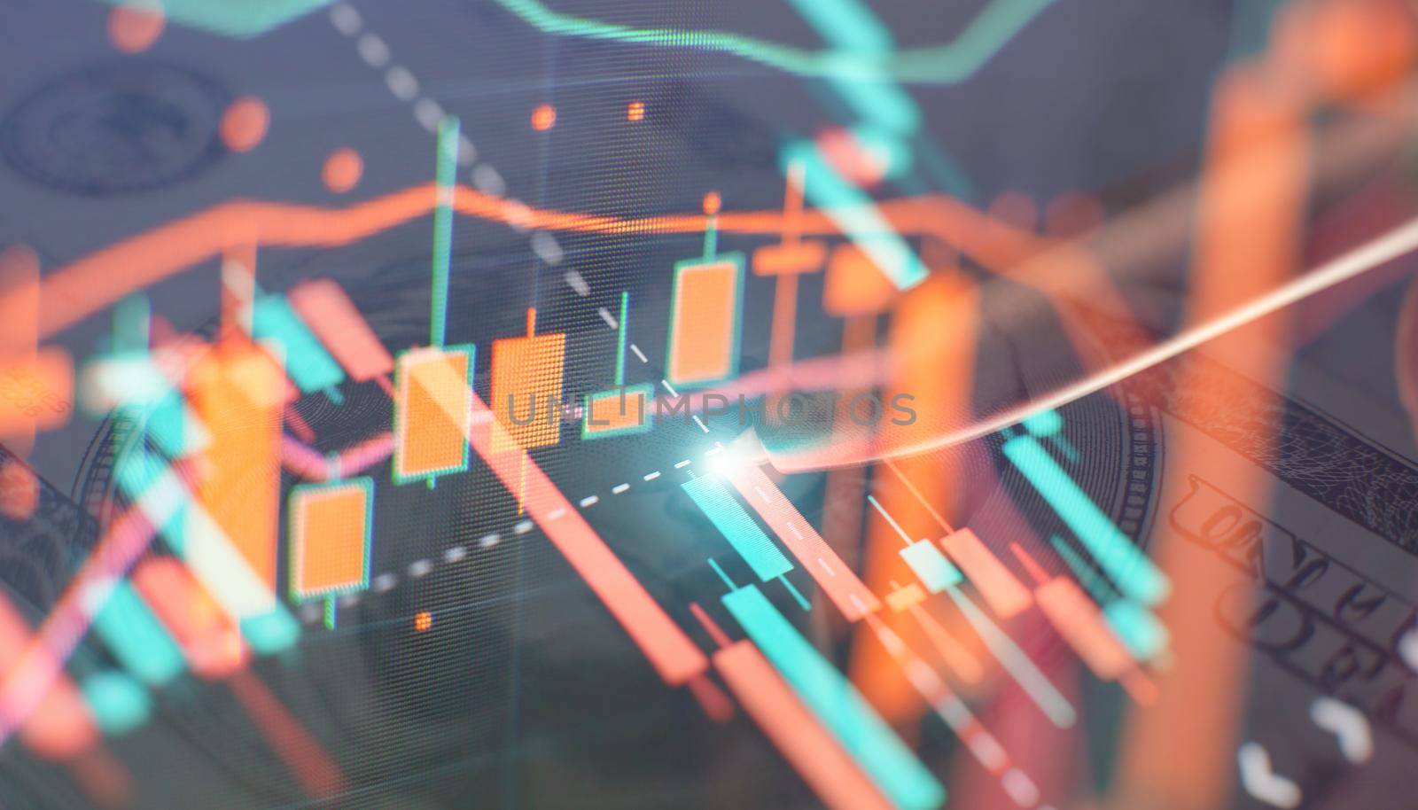 Analysis business accounting on info sheets. Businessman hand working on analyzing investment charts for Gold market, Forex market and Trading market.