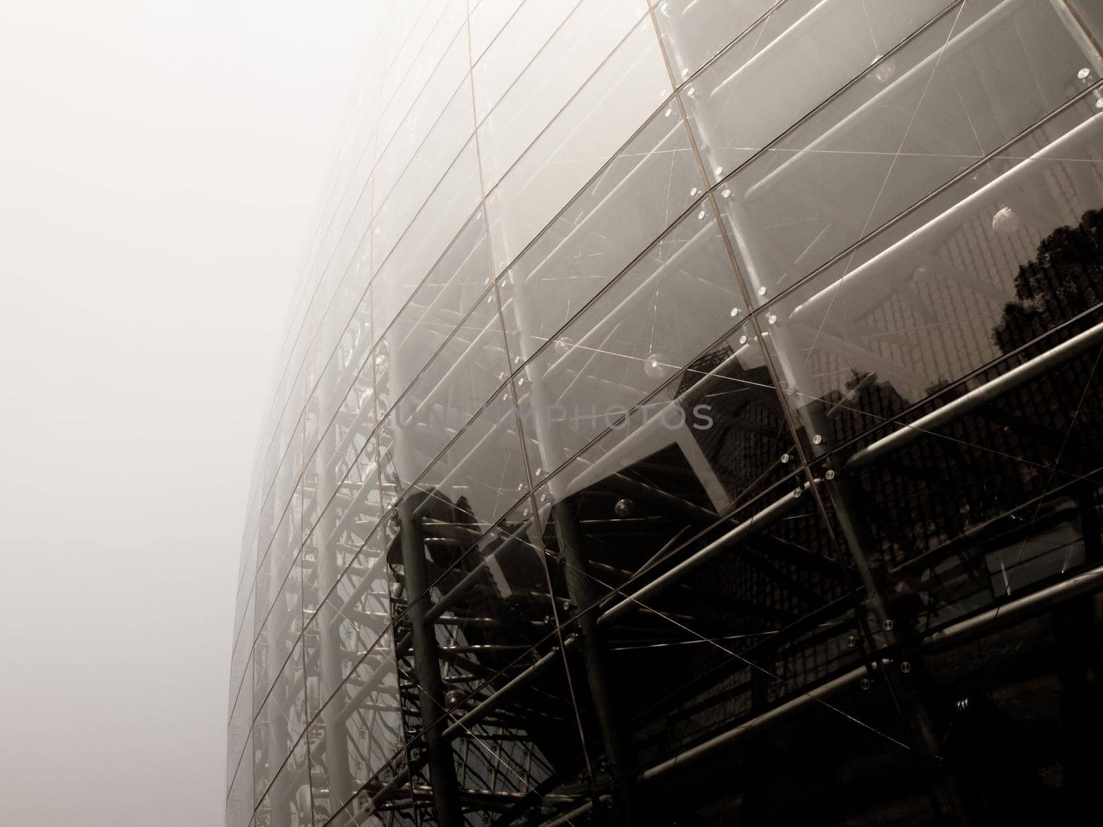 Contemporary glass building of Oriental Art Center in Shanghai, China.