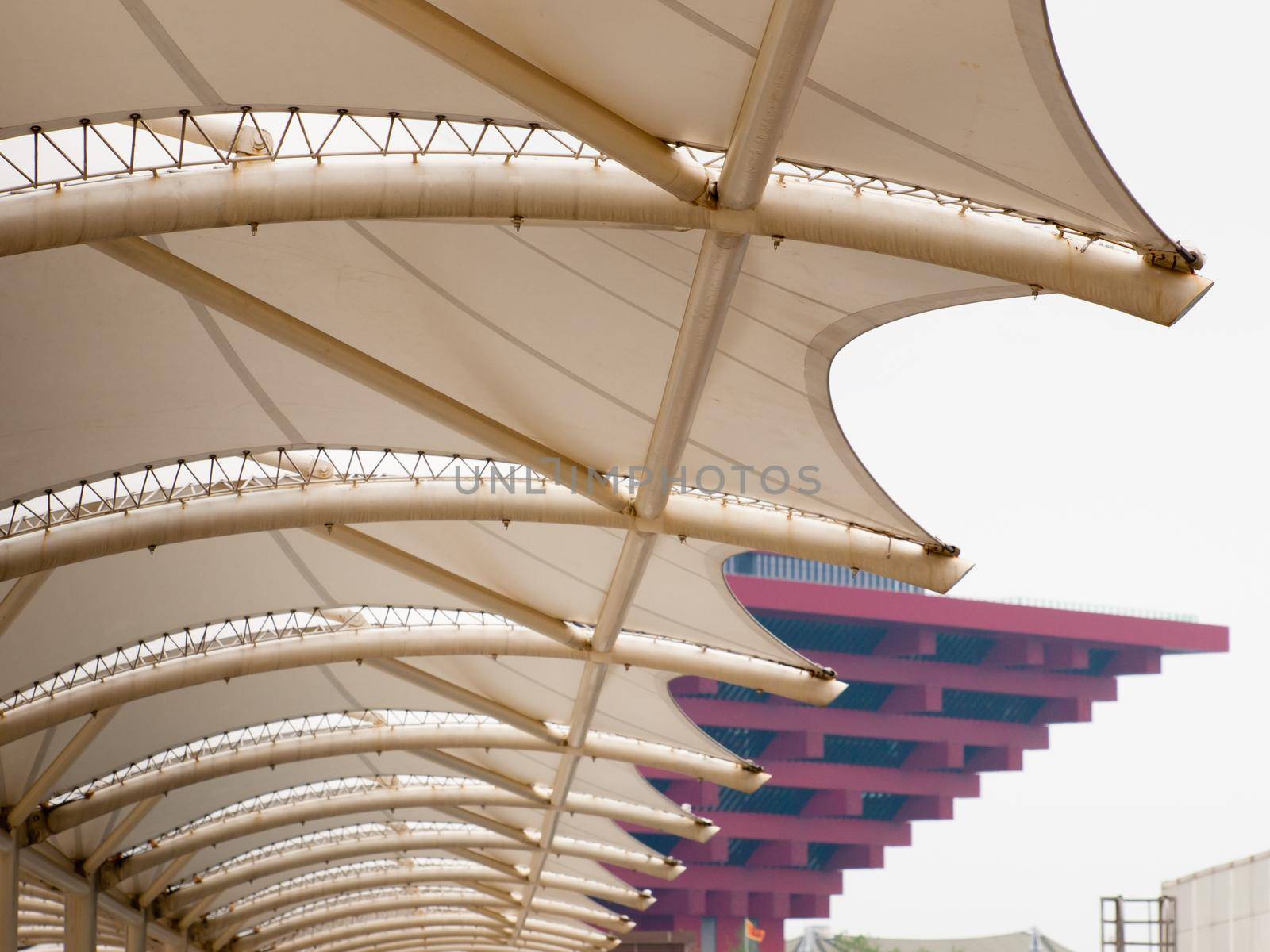 Elevated pedestrian walkway at the EXPO 2010 Shanghai, China.