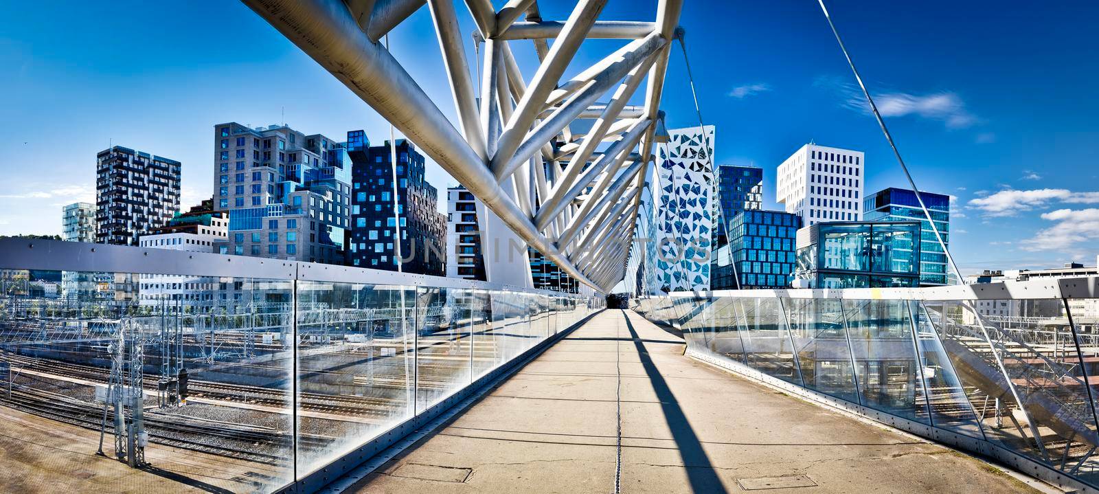 Contemporary architecture of Oslo panoramic view, modern buildings in capital of Norway