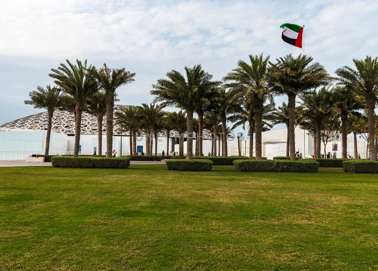 Abu Dhabi, UAE - 02.11.2020 - Shot of side wall of Louvre museum. Culture by pazemin