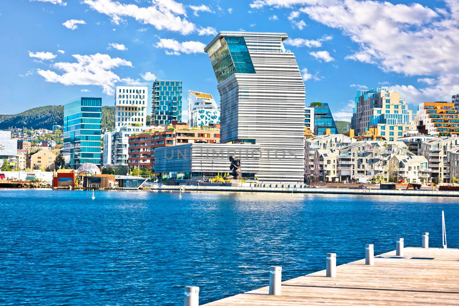 Contemporary architecture of Oslo waterfront view, modern buildings in capital of Norway