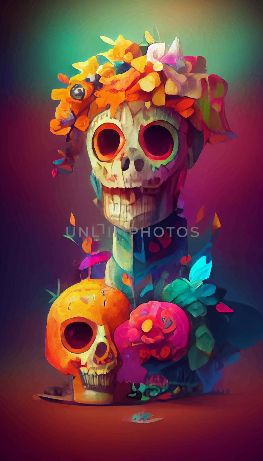 beautiful illustration of the Day of the Dead, Mexican tradition. colorful wallpaper of the day of the dead. catrin catrina.