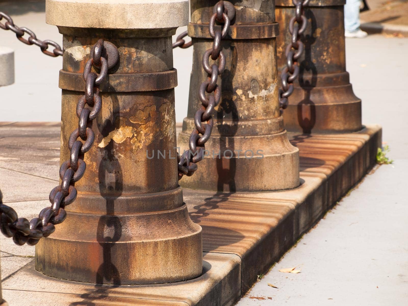 Old bollards with chain.
