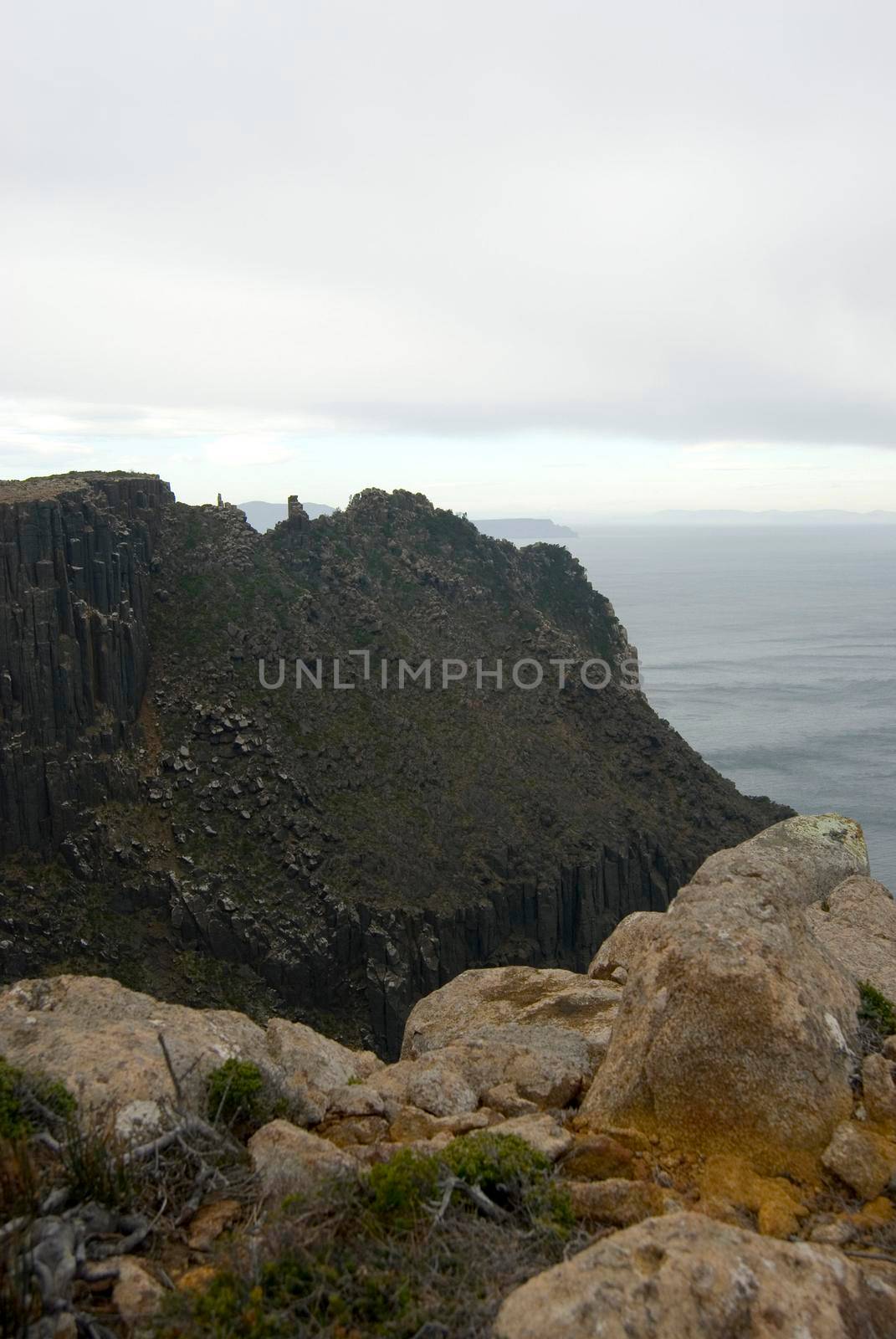 jagged rock cliffs on cape pillar battered by countless storms