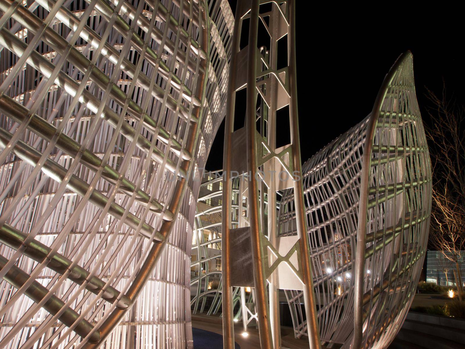 New Denver's Courthouse at night.