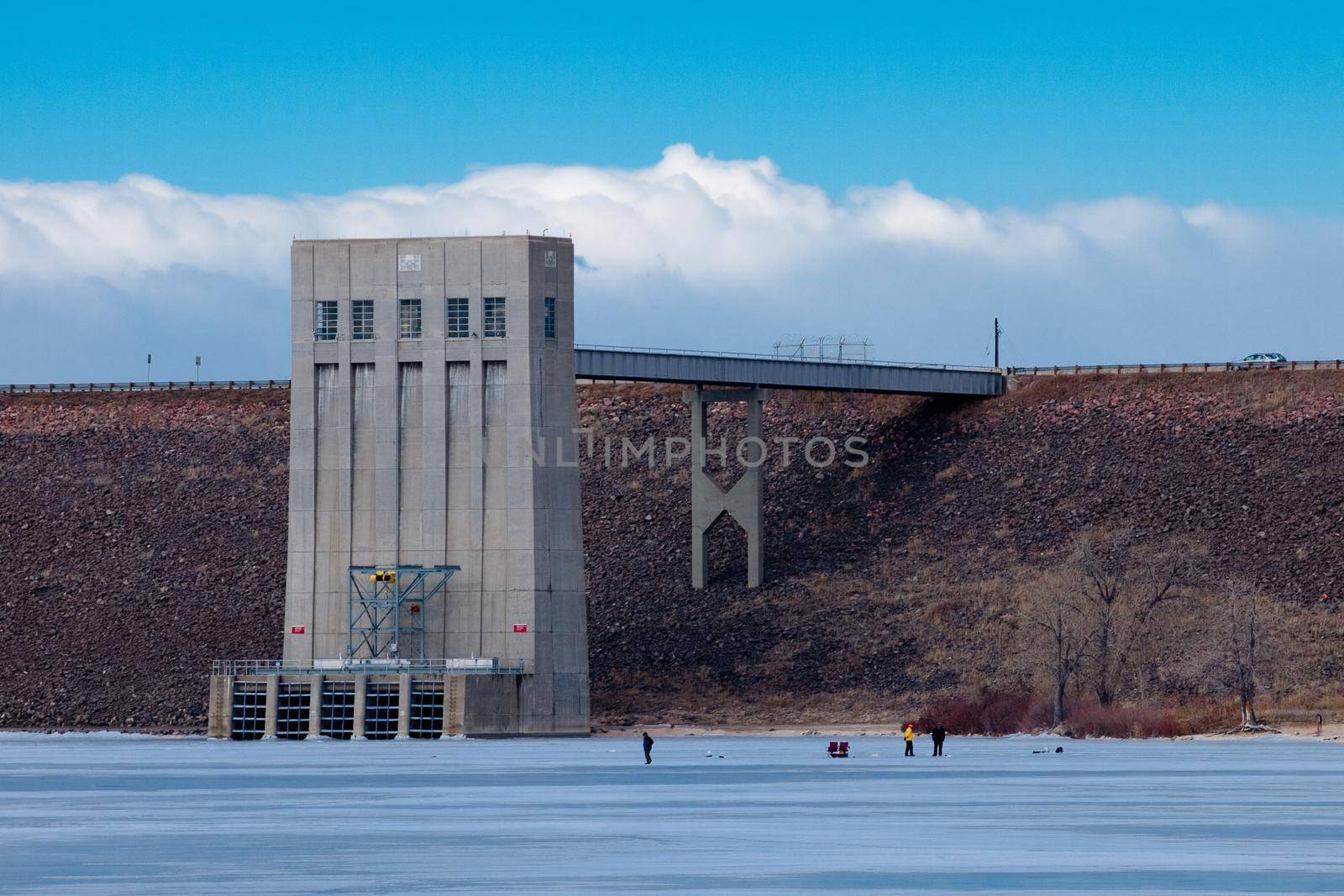 Dam at Cherry Creek reservoir.