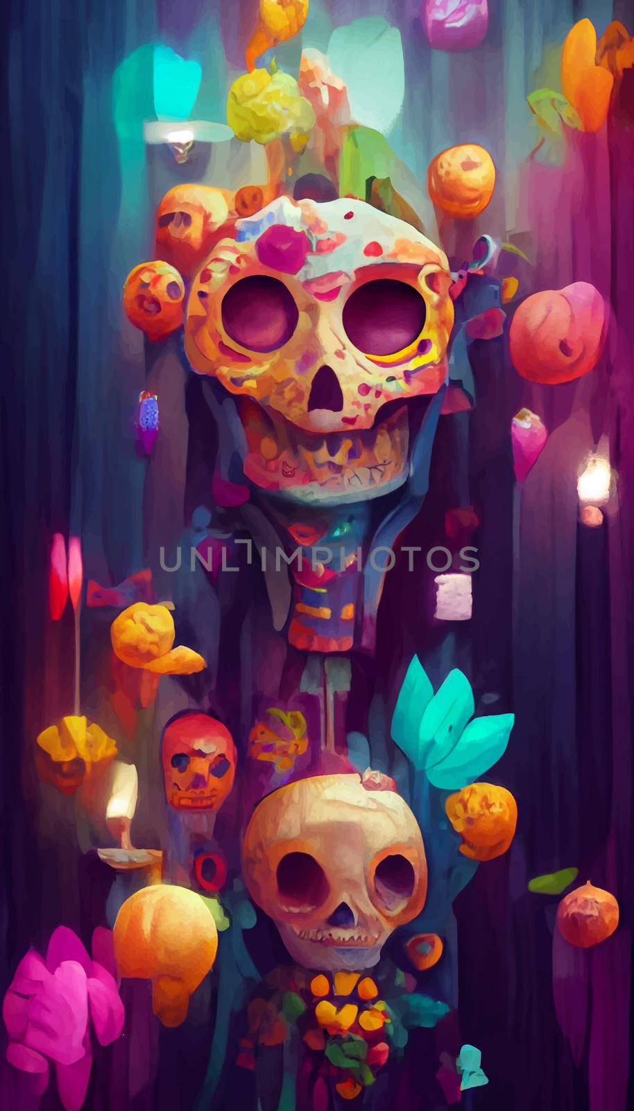 beautiful illustration of the Day of the Dead. typical altar of the day of the dead. Remembrance Day. by JpRamos