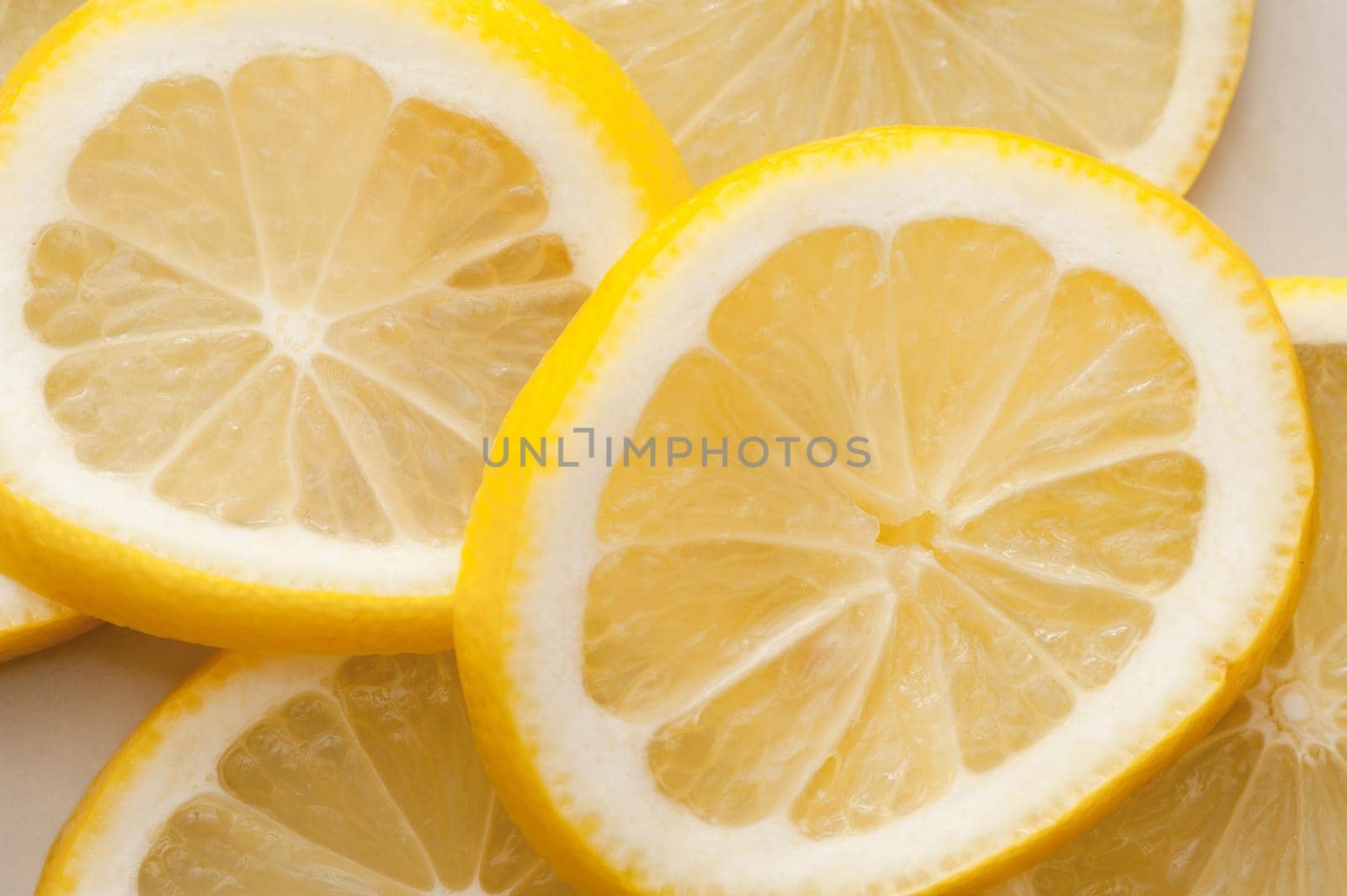 Close-up of sliced lemon. Macro