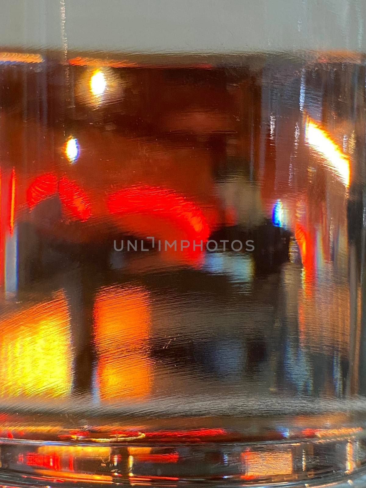 Blurred abstract person on restaurant or pub. Glass defocused lightening background . Beautiful bright interior. by papatonic
