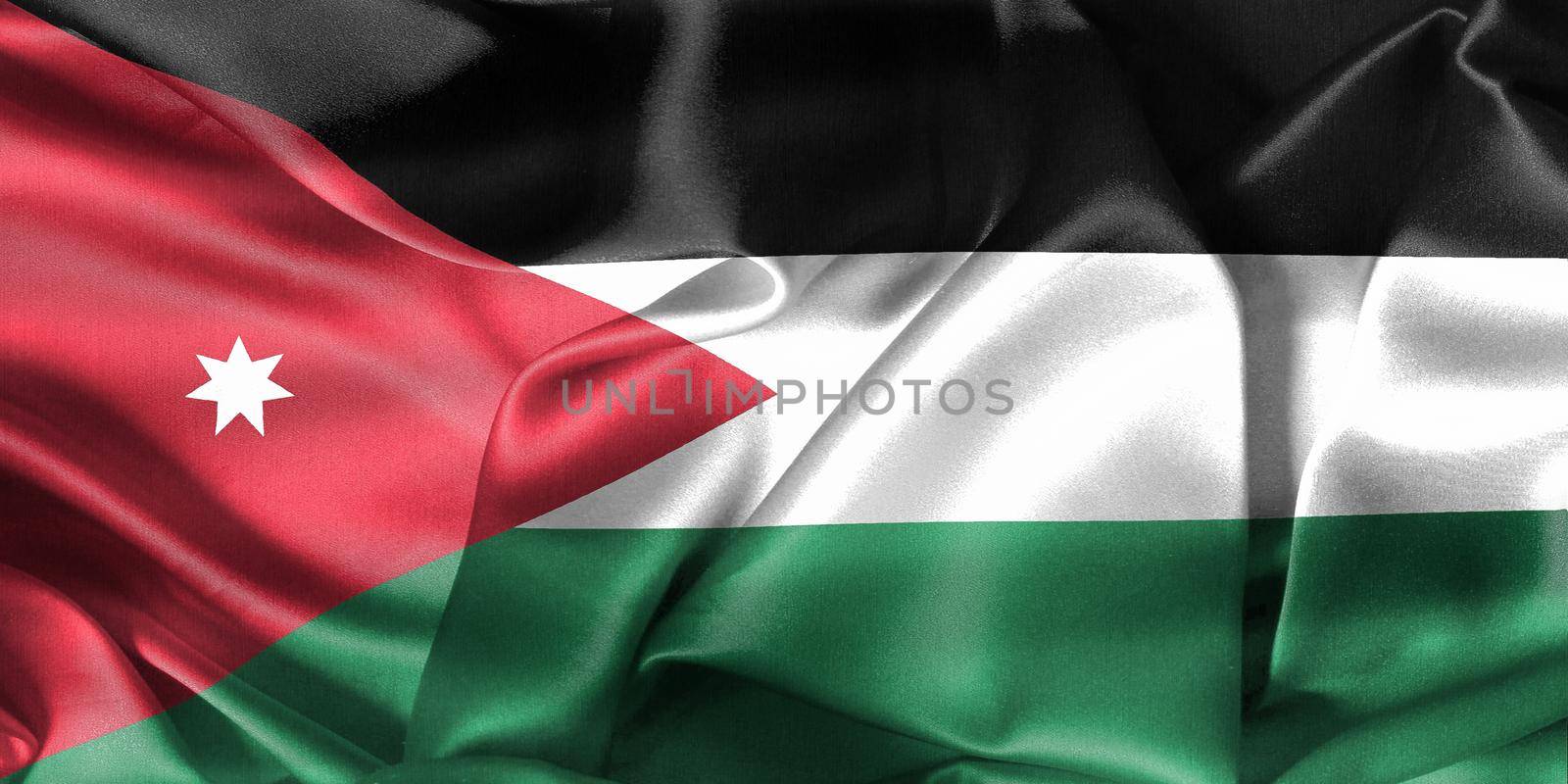 Jordan flag - realistic waving fabric flag