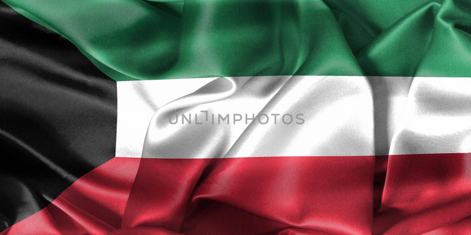 3D-Illustration of a Kuwait flag - realistic waving fabric flag by MP_foto71