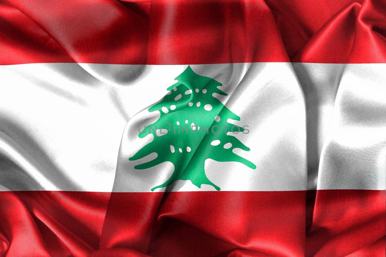 3D-Illustration of a Lebanon flag - realistic waving fabric flag by MP_foto71