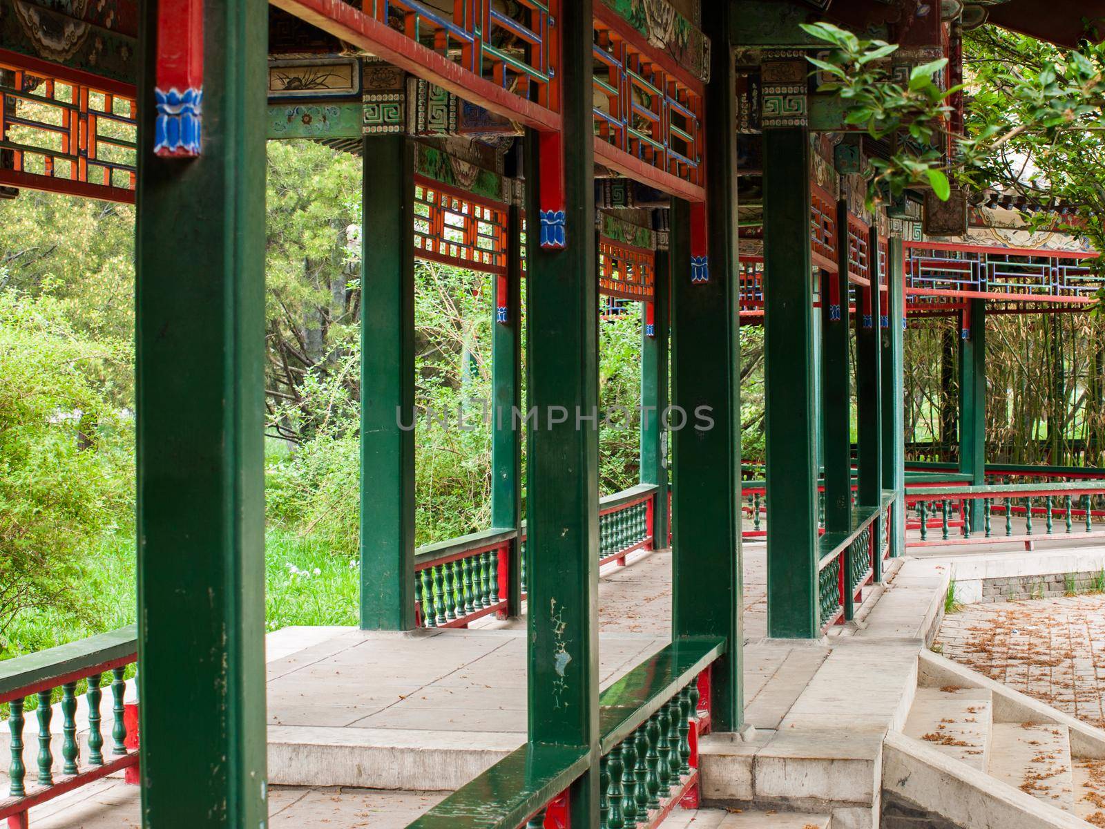 Interior details, Temple of Haven in Beijing. Imperial palace in China.