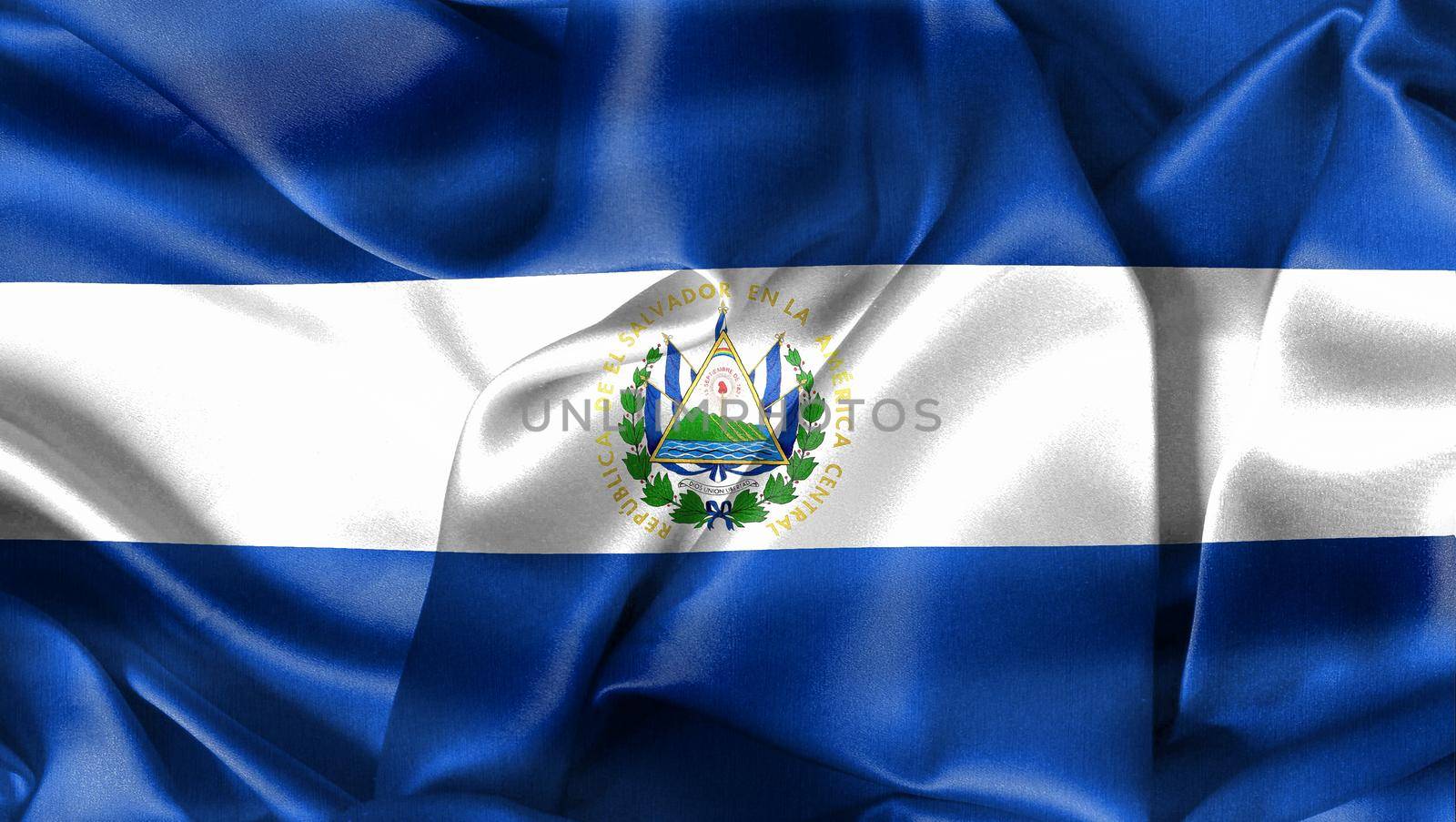 3D-Illustration of a El Salvador flag - realistic waving fabric flag.