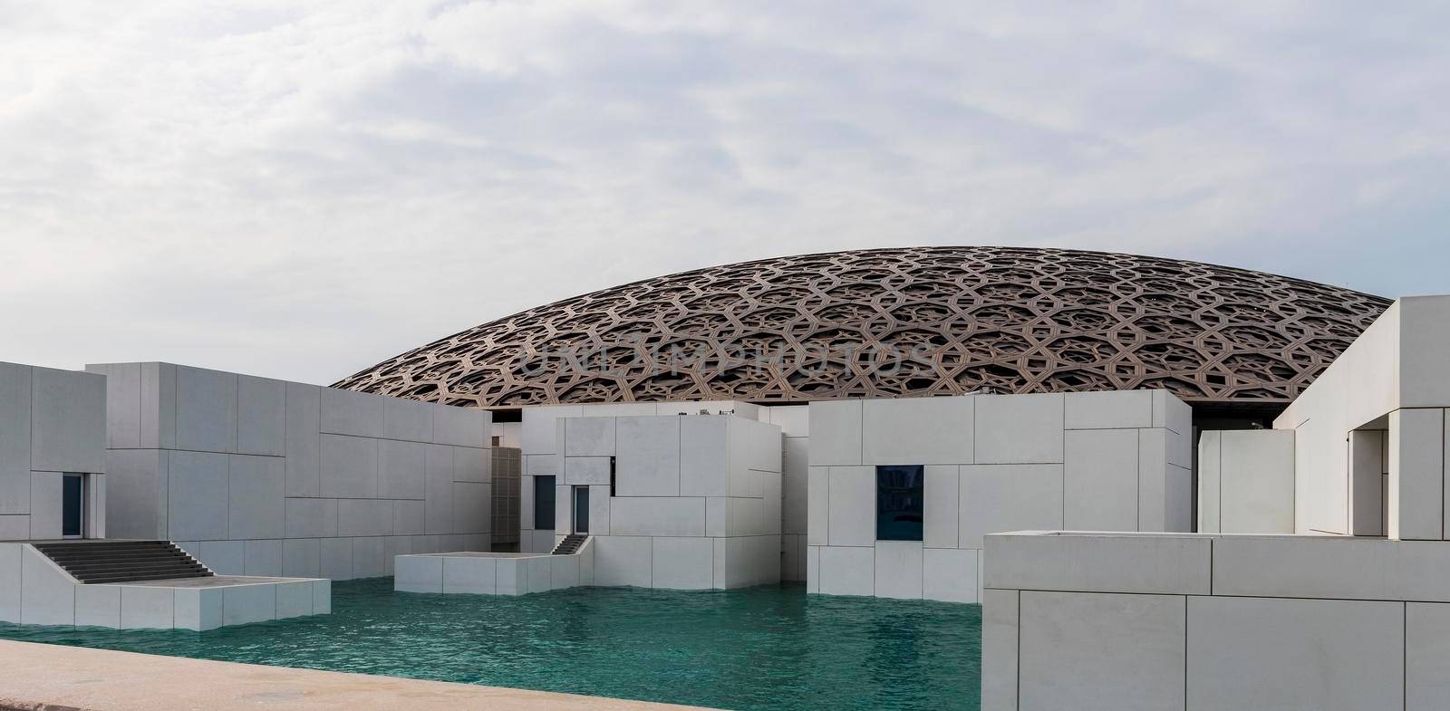 Abu Dhabi, UAE - 02.11.2020 - Shot of side wall of Louvre museum. Culture by pazemin