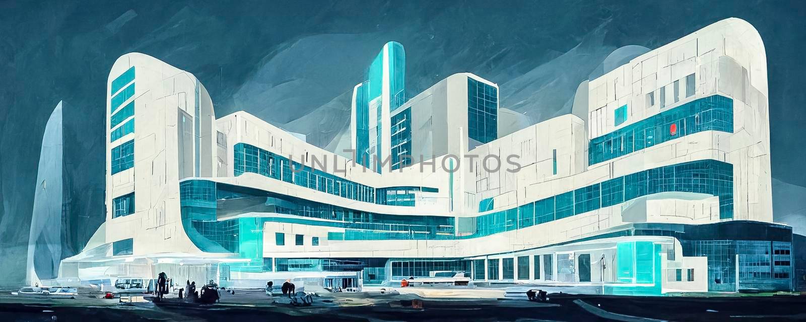 Futuristic hospital illustration. computer generated digital art