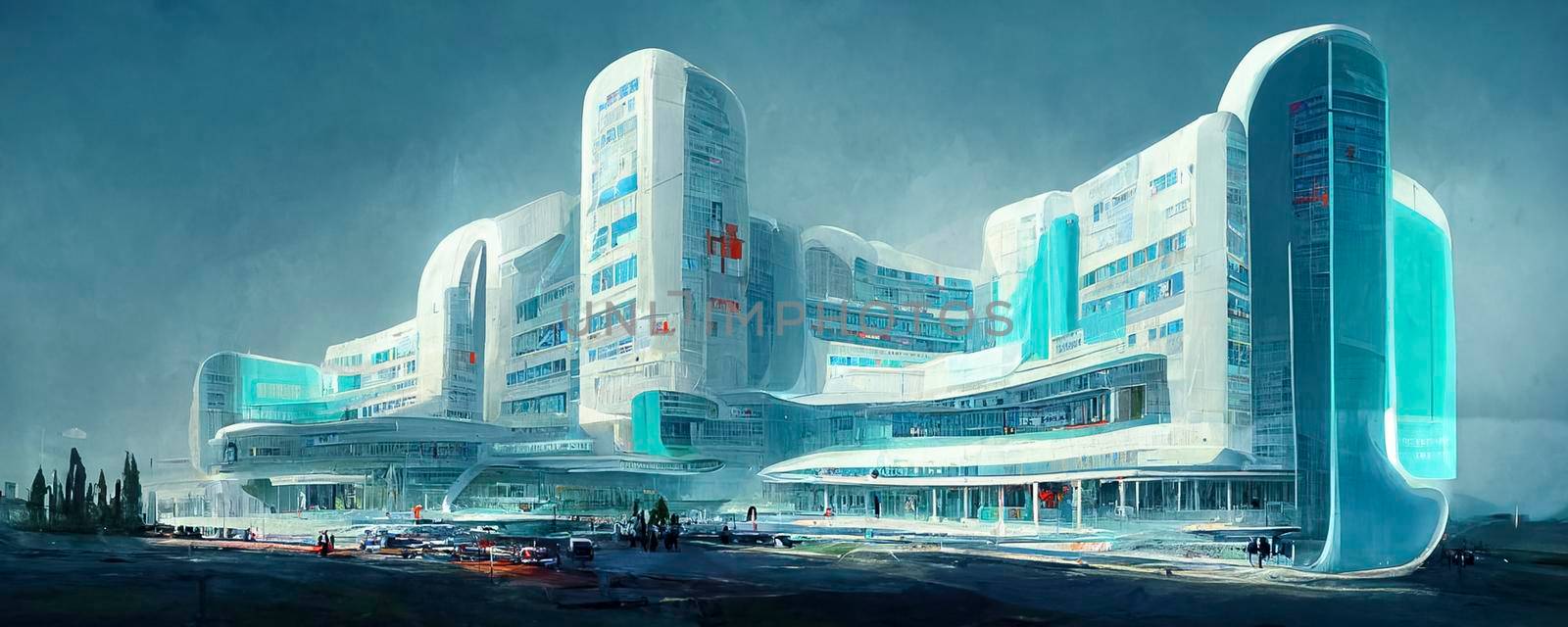 Futuristic hospital illustration. computer generated digital art