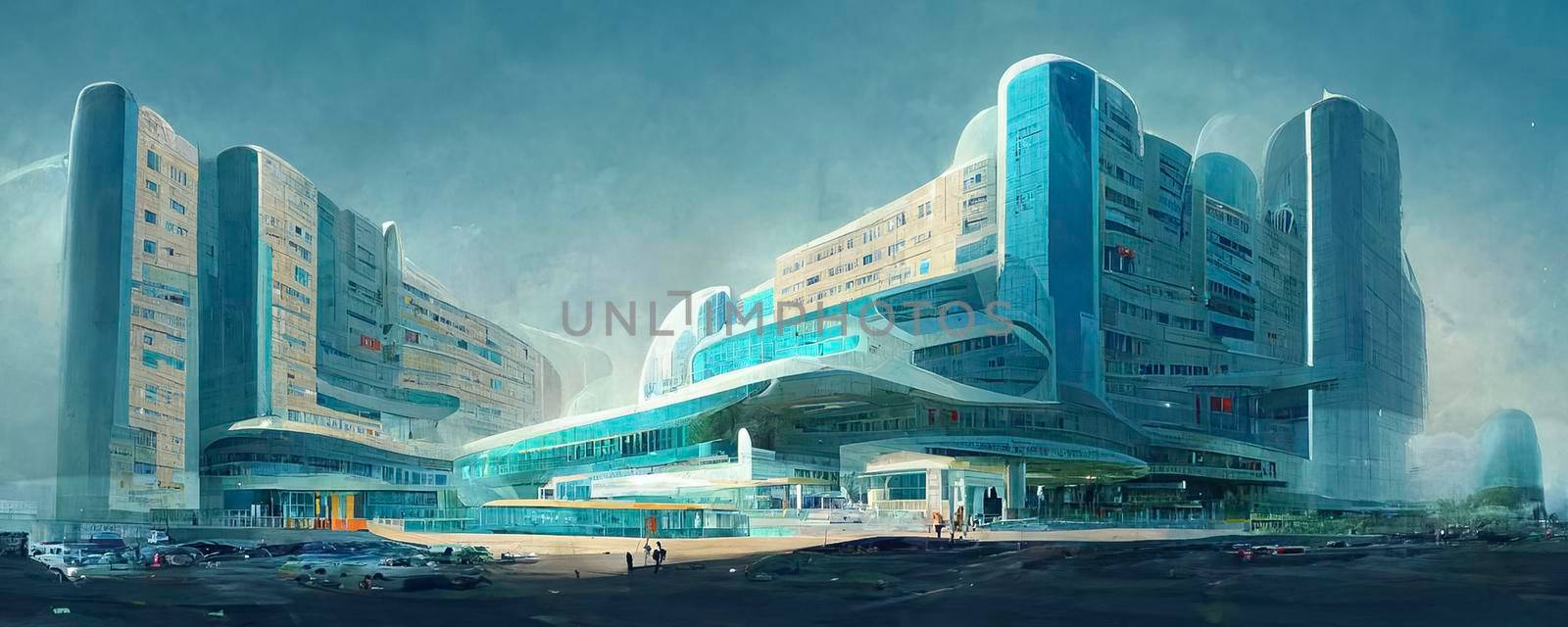 Futuristic hospital illustration. computer generated digital art