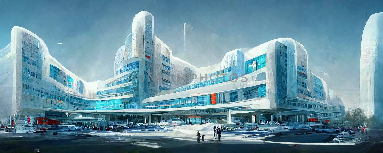 Futuristic hospital illustration. computer generated digital art