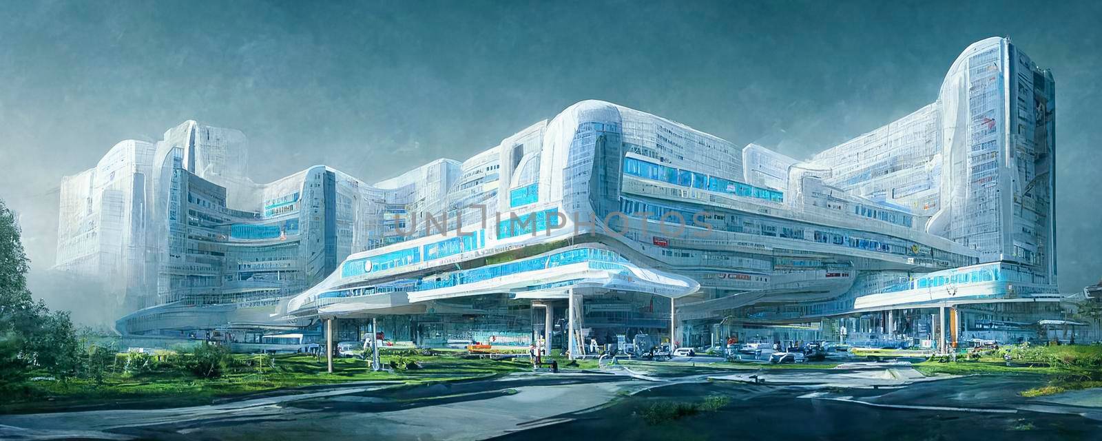 Futuristic hospital illustration. computer generated digital art