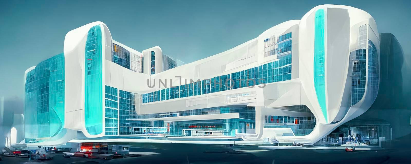 Futuristic hospital illustration. computer generated digital art