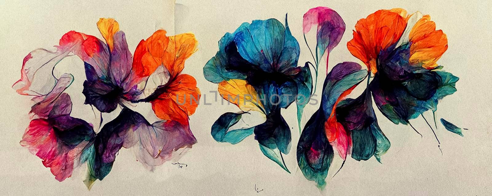 Luxury art in abstract flower style. Artistic design. The painter uses vibrant paints to create this magical floral art