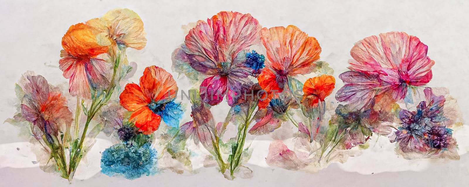 Luxury art in abstract flower style. Artistic design. The painter uses vibrant paints to create this magical floral art