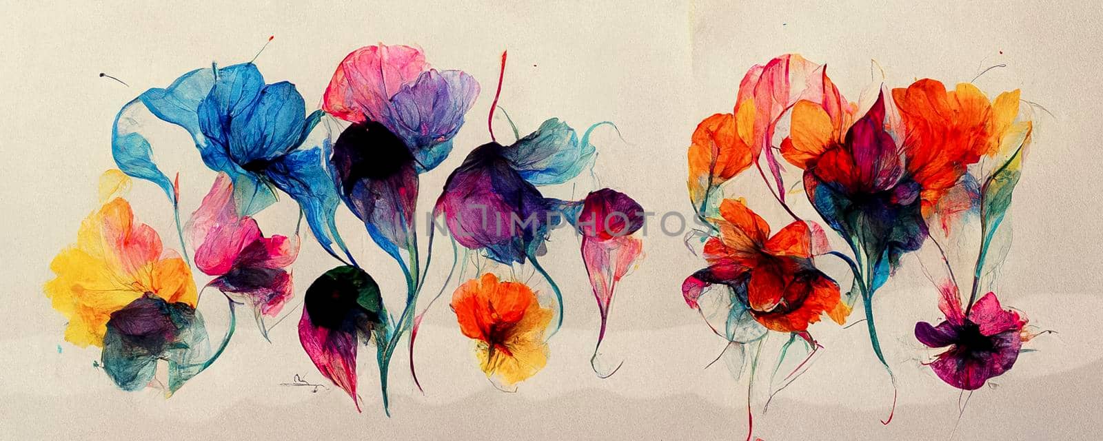 Luxury art in abstract flower style. Artistic design. The painter uses vibrant paints to create this magical floral art