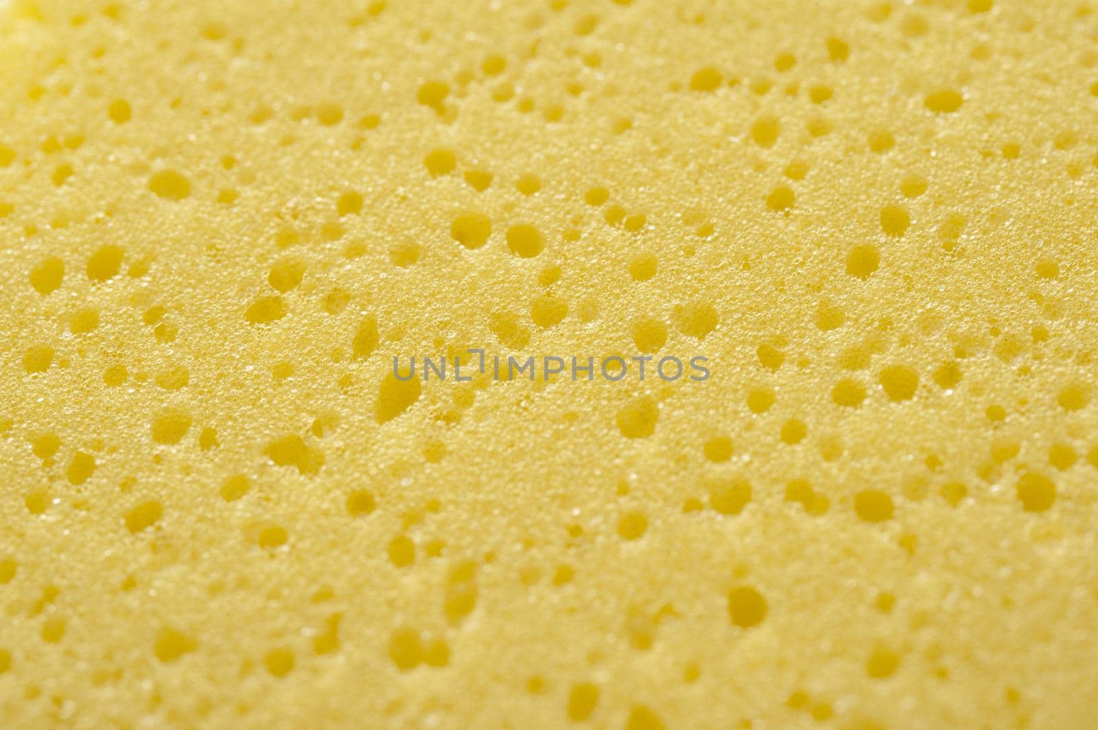 Close up of soft yellow porous sponge with shadowed pock marks