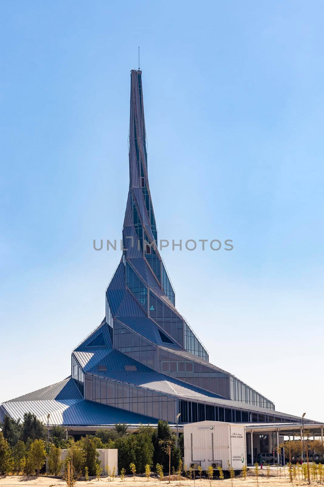 Dubai, UAE - 26.01.2022 Shot of a HH Sheikh Mohammed Bin Rashid Al Maktoum solar park head quarters. Architecture by pazemin