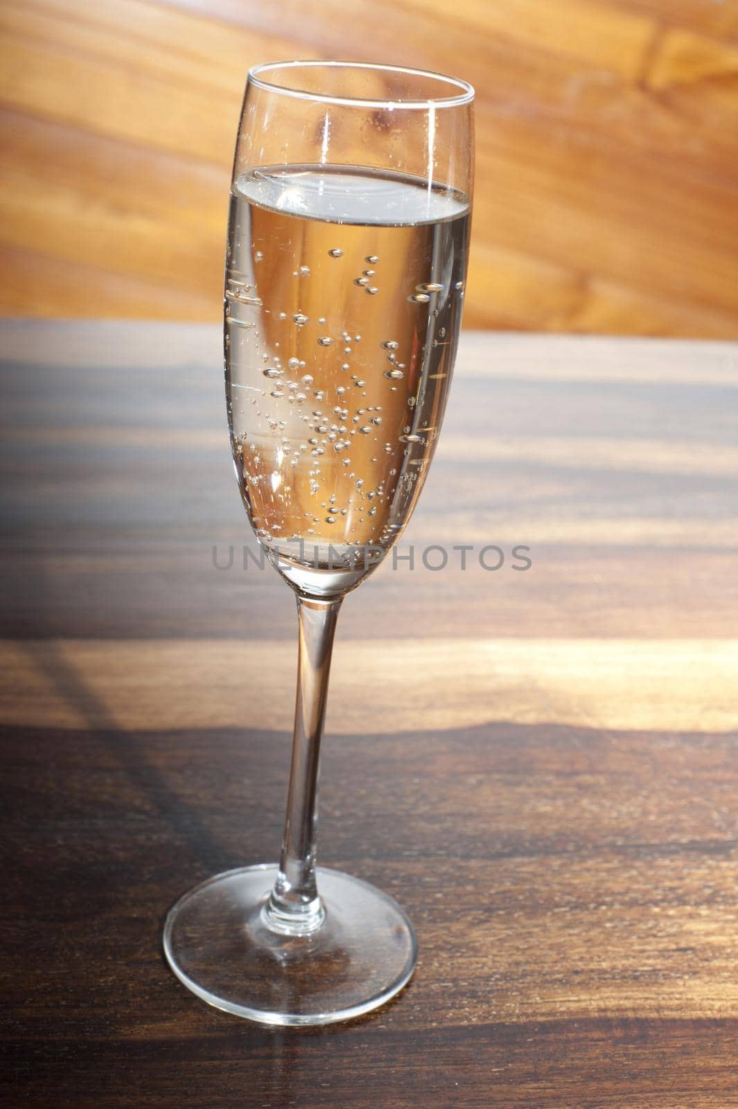 Elegant flute of sparkling wine or champagne to celebrate a special event at a party or romantic evening