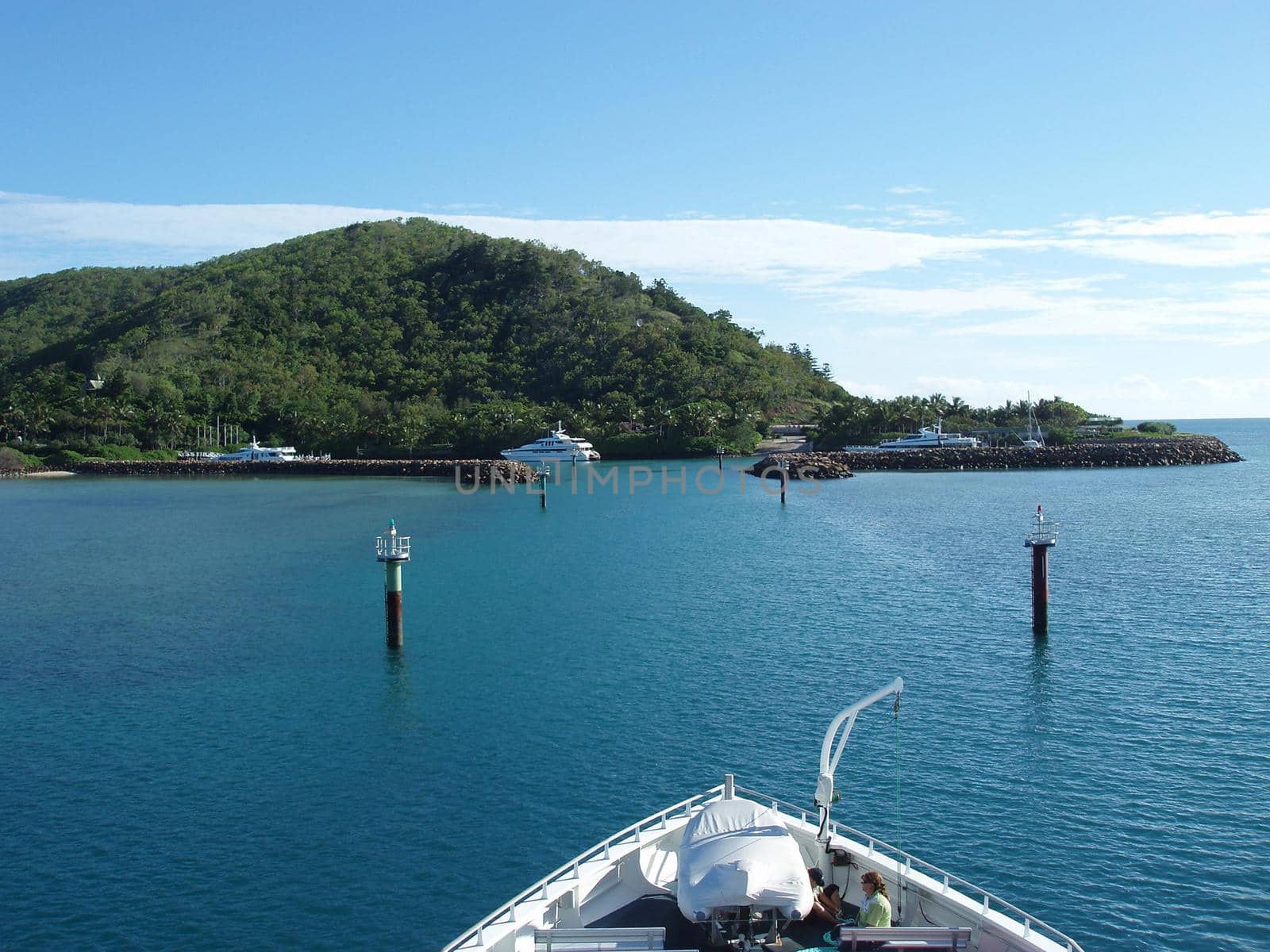 entering the marina at hayman island, whitsunday islands, australia