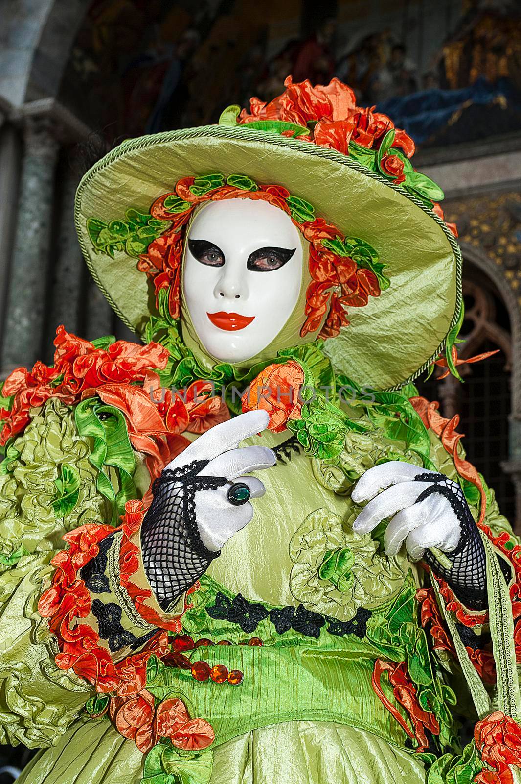 VENICE, ITALY - Febrary 7 2018: The masks of the Venice carnival 2018