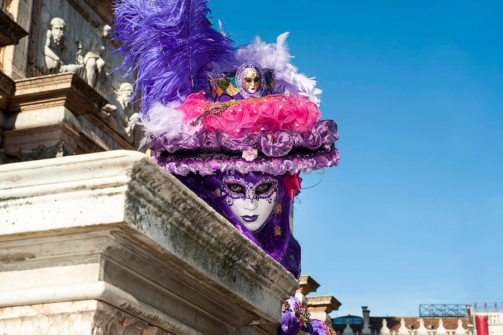 VENICE, ITALY - Febrary 6 2018: The masks of the Venice carnival 2018