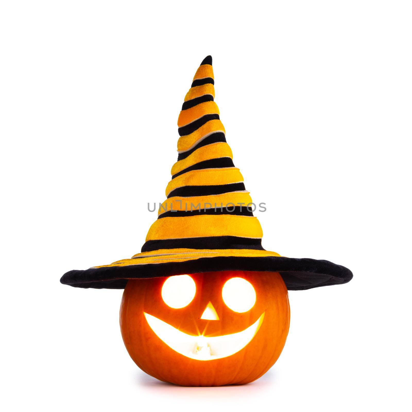 Halloween pumpkin in witches hat by Yellowj