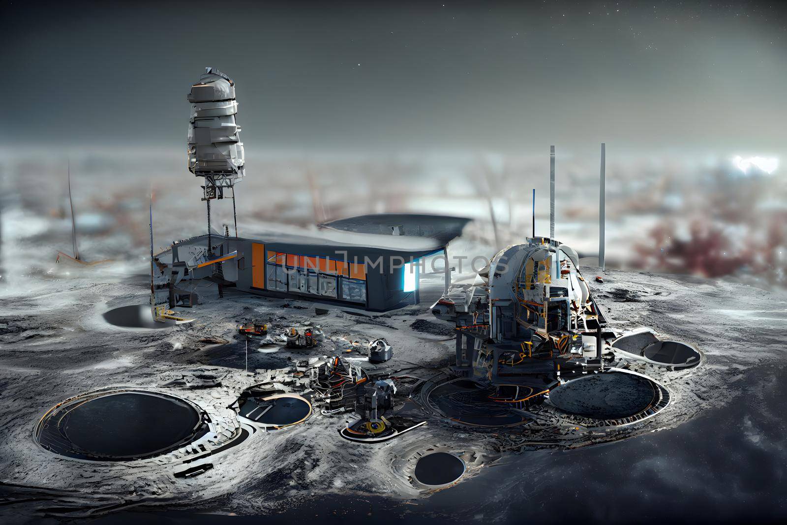 Moon base structures, neural network generated art by z1b