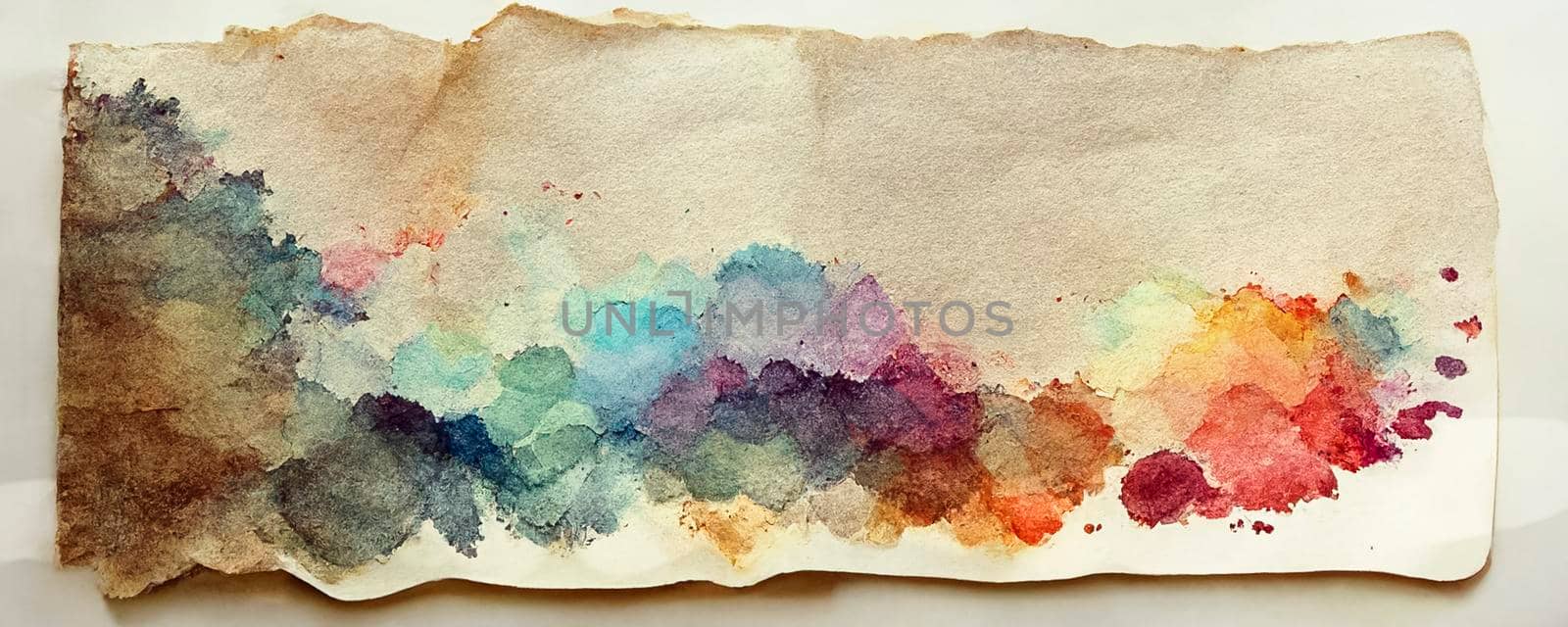 Bright watercolor stain drips. Abstract illustration on a white background. Banner for text, grunge element for decoration