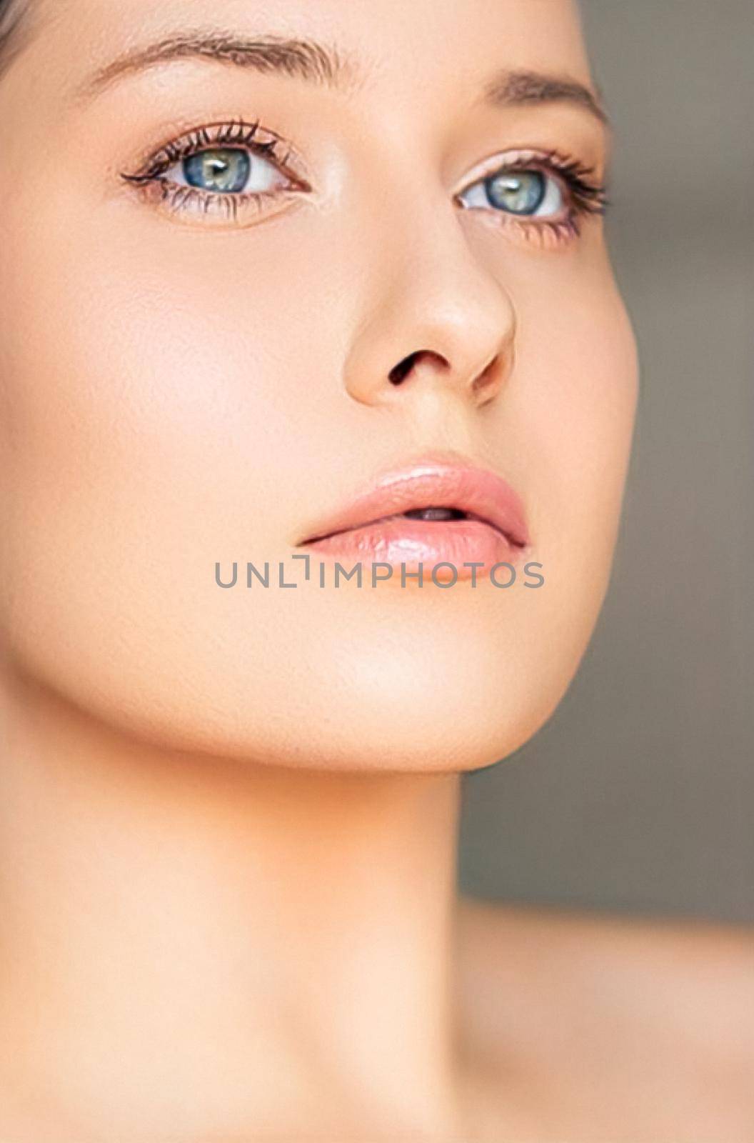 Perfect skin and beauty look, beautiful face of young woman for skincare cosmetics and cosmetology, close-up portrait