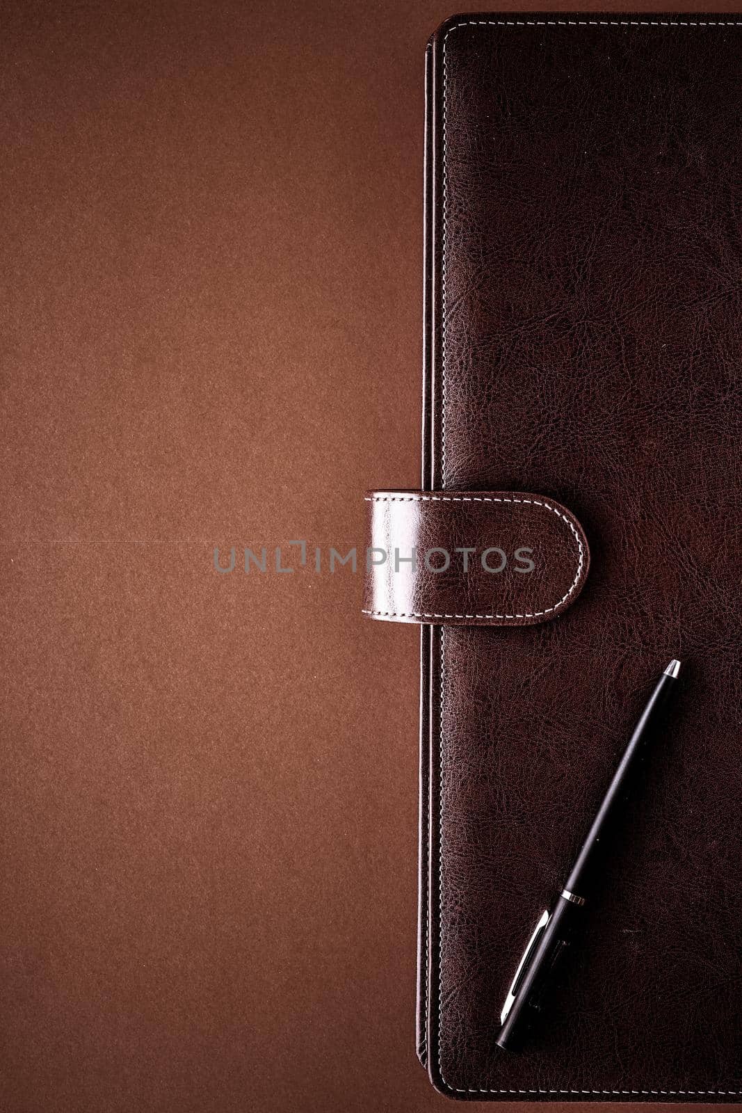 Productivity, work and corporate lifestyle concept - Vintage business briefcase on the office table desk, flatlay background