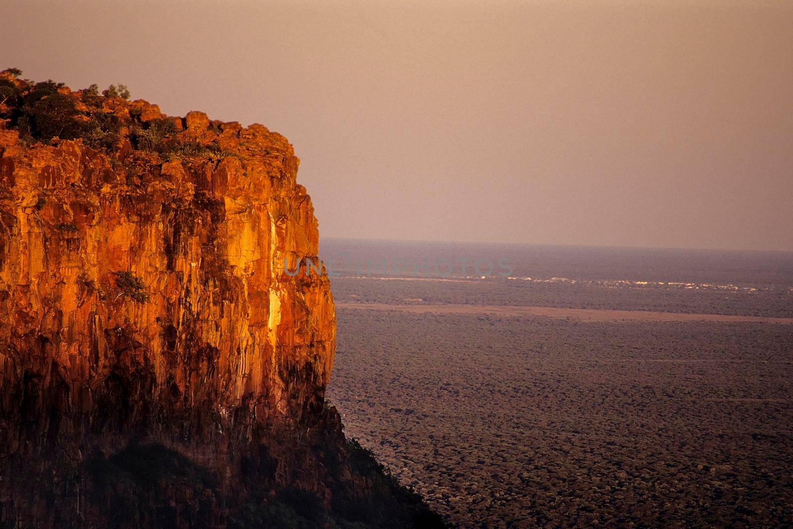 Panorama from Waterberg National Park at the sunset, Namibia
