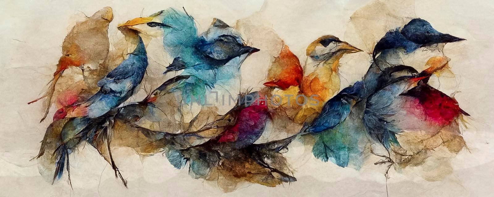 Sky bird colibri pattern in a wildlife by watercolor style. Wild freedom, bird with a flying wings. Aquarelle bird for background, texture, pattern, frame, border